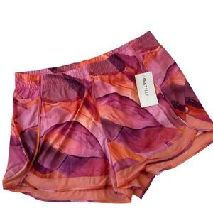Athleta shorts 4" 2X plus Printed Mesh Racer Run Pink Orange Abstract groovy NWT